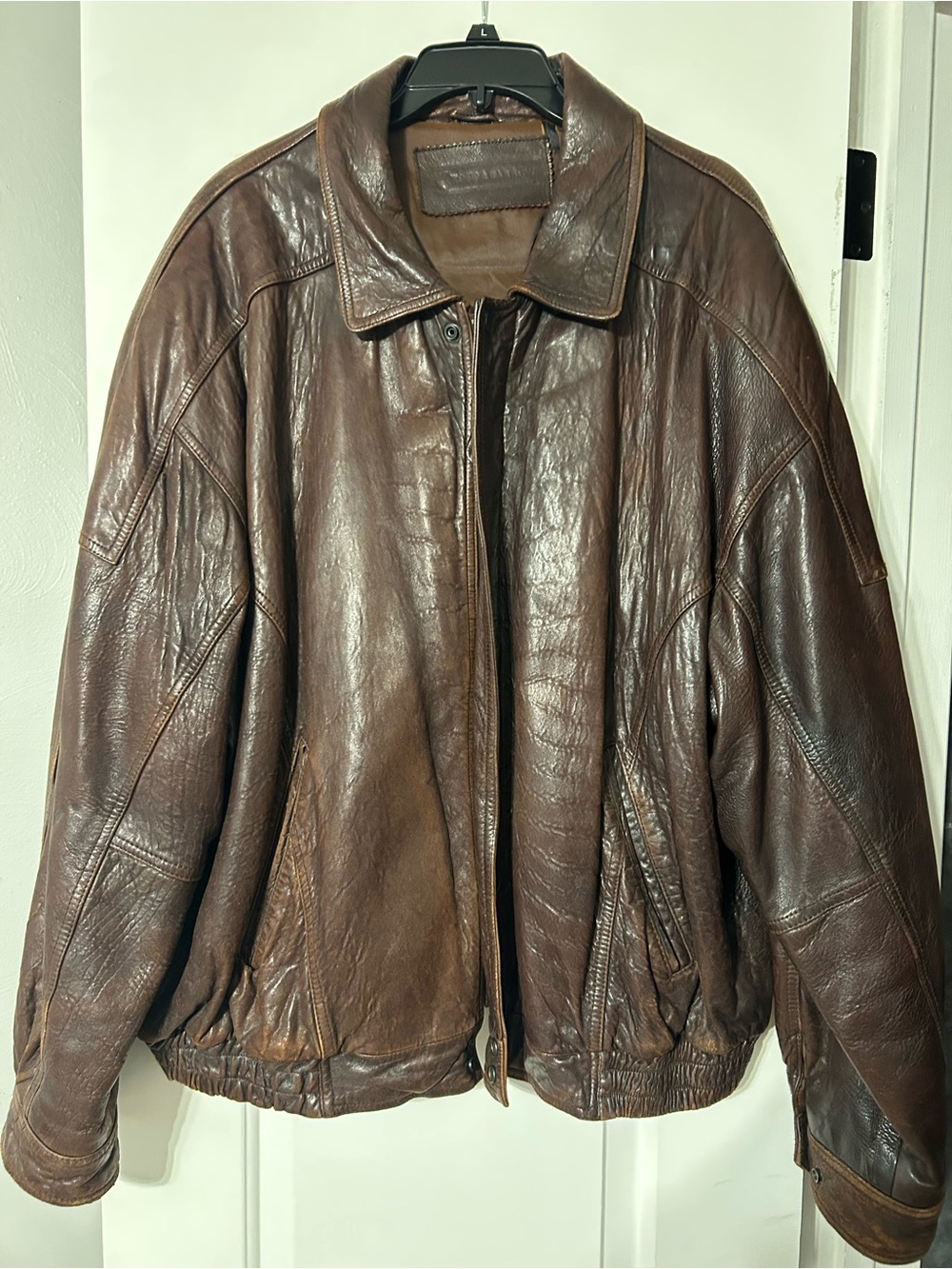 croft & barrow Brown Leather Bomber Jacket